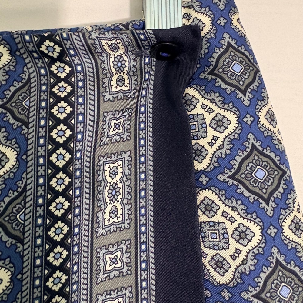 Talbots Petites Silk Blue Geometric Print Wrap Midi Skirt Womens Size 12P - Picture 5 of 10